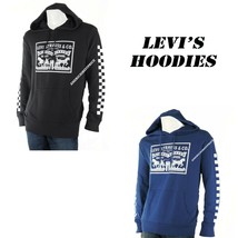 Levi&#39;s New Men&#39;s Logo HOODIE/SWEATSHIRT CHARCOAL/ROYAL Blue RETAIL$59.50 Nwt - £27.93 GBP