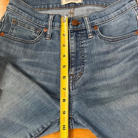 Madewell Sz 26 High Rise Skinny Jeans Distressed Medium Wash Raw Hem Stretch Item image 7