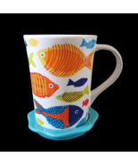 Room Creative Bright Fish Novelty Ceramic Coffee Mug and Saucer Nautical... - £15.55 GBP