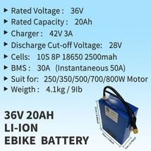 36V 20Ah Lithium Ion Ebike Battery Electric Bicycle Charger 1000W BMS Mo... - £148.42 GBP