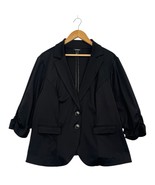 Torrid Blazer Womens 3 Black Studio Ponte Two Button Ruched Sleeve Caree... - $29.69