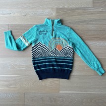 Dutch Bros Coffee Retro 1/4 Zip Mountain Sunrise Graphic Knit Sweater - $58.04