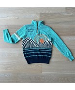 Dutch Bros Coffee Retro 1/4 Zip Mountain Sunrise Graphic Knit Sweater - £45.86 GBP