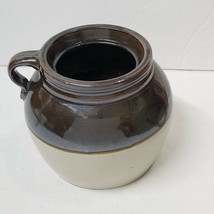 6&quot; Brown Jug Crock with Handle Ceramic Bean Pot Vintage Rustic Primitive Glazed - £11.54 GBP