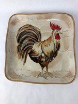 Tabletops Gallery Romalo Rooster 11.25” Sq. Salad Plate Hand Painted Beautiful - £17.27 GBP