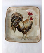 Tabletops Gallery Romalo Rooster 11.25” Sq. Salad Plate Hand Painted Bea... - $21.99