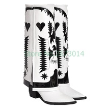 Ankle Patent Leather Straight Satin  Ethnic Embroidery Printing  Boots Woman Poi - £204.49 GBP