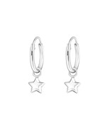 Star Hoop Earrings 925 Sterling Silver Hoop Earrings - £13.29 GBP