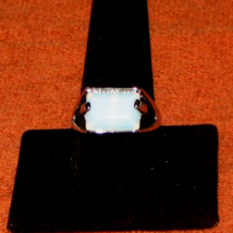 Antique Sterling Silver Opalescent Gem Stone Square Ring Size 10.75&quot; US - £20.91 GBP