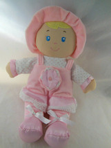 Kids Preferred First Soft Plush Doll Rattle Pink Hat & Dress Crinkly Flower 12" - $6.92