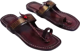 Da Donna Kolhapuri Pelle Chappal Boho Etnico Piatto Taglia US 6-11 ST89 - $48.47