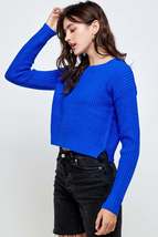 Waffle Knitted Cropped Sweater Top - £30.13 GBP