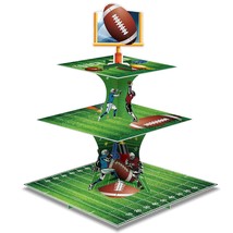 Super Football Bowl Party Decoration Football Cupcake Stand 3 Tier Desse... - £15.62 GBP