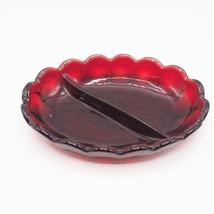 Vintage Ruby Red Glass Divided Candy Dish - £179.15 GBP