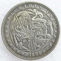 Rare Antique USA United States 1891 Year Morgan Dollar Skull Coin. Explore Now! - £21.97 GBP