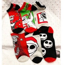 Women&#39;s Nightmare Before Christmas Festive Holiday (6) Ankle Socks-NEW - $14.85
