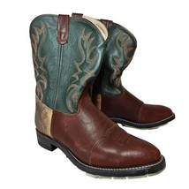 Double H Western Work Boot Mens 13 D Green Brown Leather Cowboy Roper DH3583 - $97.90