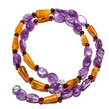 Amethyst Sage Natural Gemstone Beads Jewelry Necklace 17&quot; 87 Ct. KB-133 - £8.54 GBP