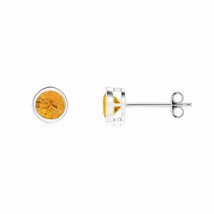 ANGARA Bezel-Set Fire Opal Solitaire Stud Earrings in Silver - £117.25 GBP