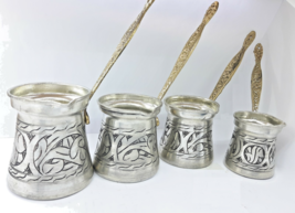4 pcs x Copper Coffee Pot Handmade Aged Turkish Greek Maker Ibrik Vintag... - €76,42 EUR