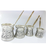 4 pcs x Copper Coffee Pot Handmade Aged Turkish Greek Maker Ibrik Vintag... - €76,42 EUR