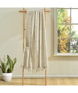 Sage Green Tufted Blanket Throw Handloom Tassels Wool Loops Throw Tufted... - £40.63 GBP
