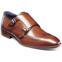 Stacy Adams Karson Wingtip Double Monk Strap Shoes Leather Cognac 25570-221 image 4