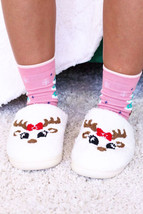 White Christmas Cartoon Pattern Plush Slippers - $171.68 MXN