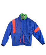 90s Neon Snow Jacket Blue Pink Green Color Block Mens Large Mountain Goa... - $1,196.89 MXN