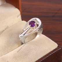 0.5 Carat Natural Amethyst Ring in Silver, Amethyst Wedding Band, Sterling Silve - £27.62 GBP