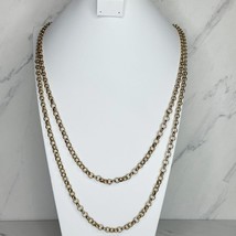 Gold Tone Double Strand Draped Chain Link Necklace - £5.53 GBP