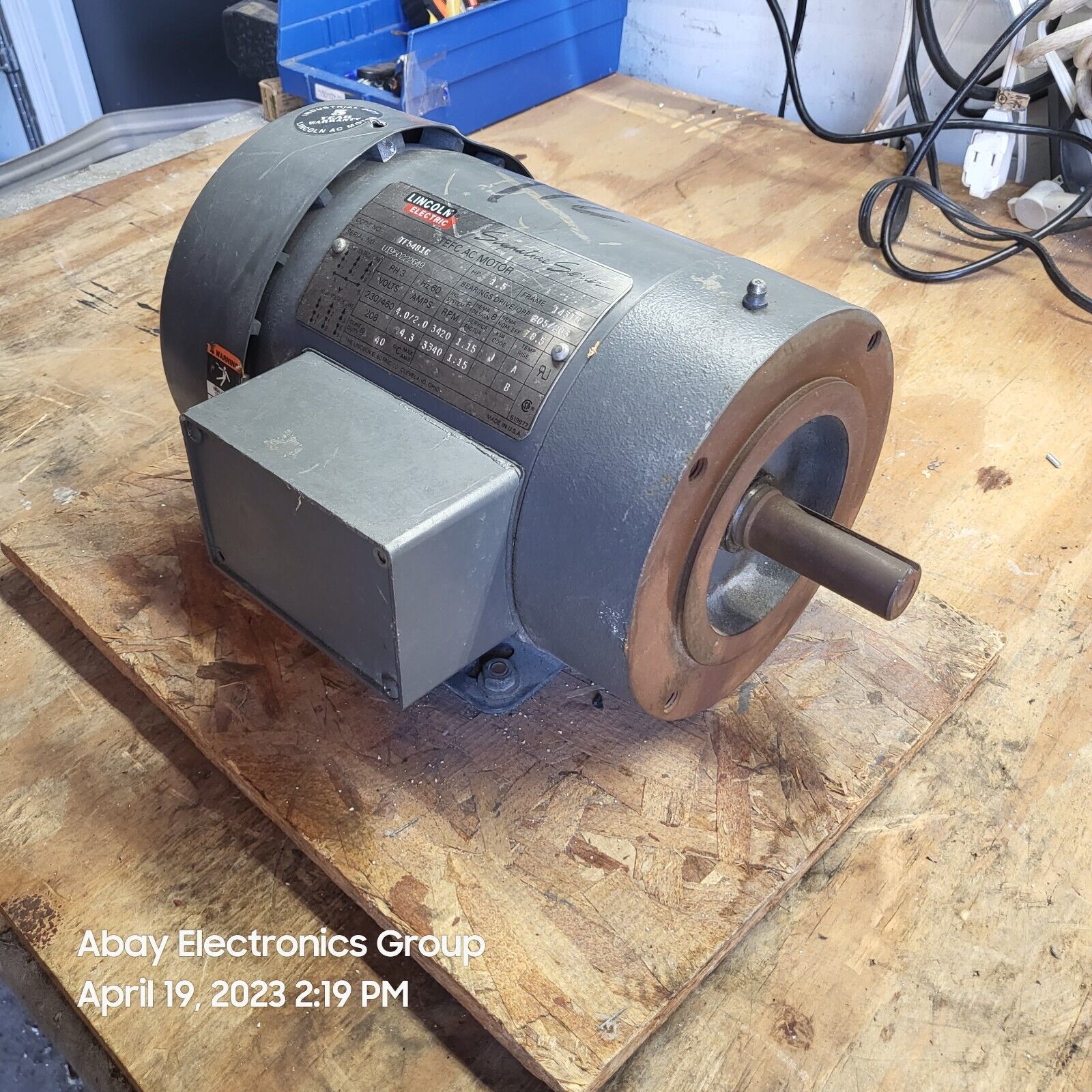LINCOLN ELECTRIC TEFC AC MOTOR TF5481C 1.5 HP 143TC 230/460V 3420R 3PH N... - $226.71