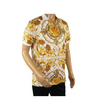 Mens PLATINI Sports Polo Shirt With Rhine Stones Lion Medallion DPP8246 White image 4