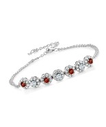 King 925 Sterling Silver Red Garnet and Sky Blue - £248.23 GBP