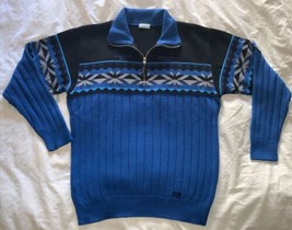 Men&#39;s EISBAR Austria Merino Wool Acryl Nordic Ski Sweater Jumper Blue Size 48 - £31.64 GBP