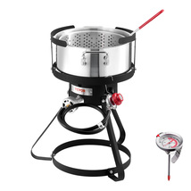 VEVOR 10-qt Fish/Wing Fryer 54k BTU Aluminum Basket Thermometer Outdoor - $53.99