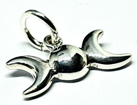925 Silver Triple Moon Goddess Tiny Silver Charm Pagan Wiccan Witch Jewellery - £10.51 GBP
