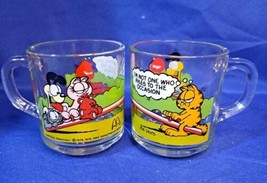 PAIR of 2 Vintage 1978 McDonalds Garfield Glass Coffee Cups Mugs by Jim ... - $21.49