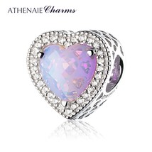 925 Sterling Silver Radiant Hearts Charms Beads Pave Opalescent Pink Crystal &amp; C - £39.80 GBP