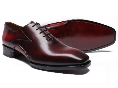 New Handmade Men's Formal Shoes, Men's Burgundy Black Leather Formal Shoes