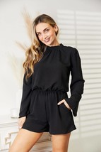 Culture Code Black Open Back Romper with Pockets - $35.00