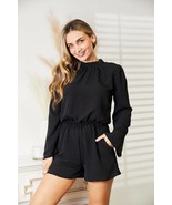 Culture Code Black Open Back Romper with Pockets - £28.04 GBP