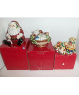 Lot Fitz &amp; Floyd Christmas Deco Kitty and Santa Candy Dishes and Holiday... - $69.25