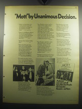 1974 Mott the Hoople Album Mott Ad - Mott by Unanimous Decision - £14.74 GBP