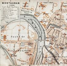 Map Montauban Southern France Rare 1914 Lithograph WW1 Street Mini Sheet... - $18.00