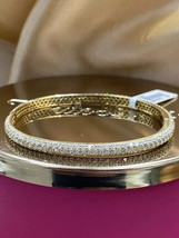 10Ct Simulated Diamonds Women&#39;s Bangle Bracelet 14k Yellow Gold Plated Silver - £171.26 GBP