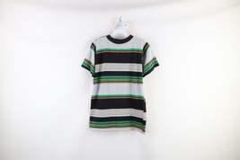 Vtg 70s Streetwear Mens S Rainbow Striped Color Block Short Sleeve T-Shirt USA - £46.51 GBP