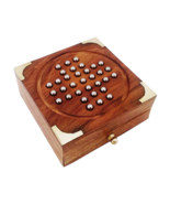 Handmade Wooden Solitaire Board Game with Metal Balls - £34.91 GBP