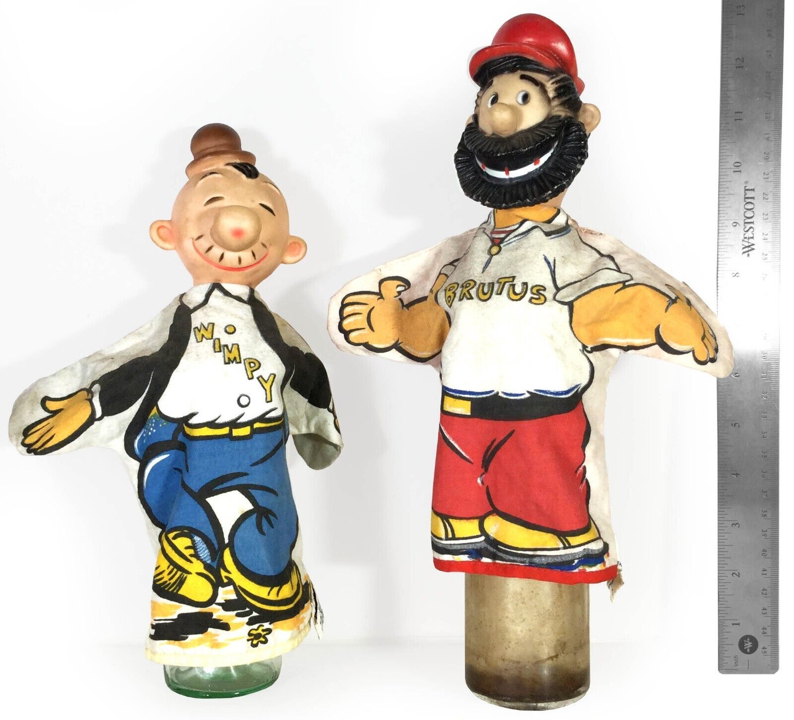 Vintage Wimpy & Brutus Hand Puppets - Popeye Characters (Circa 1960's) - £29.34 GBP