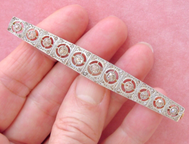 Antique Art Deco 2.12ctw Chunky Mine Cushion Diamond 3.25” Brooch Bar Pin c1930 - £1,819.00 GBP